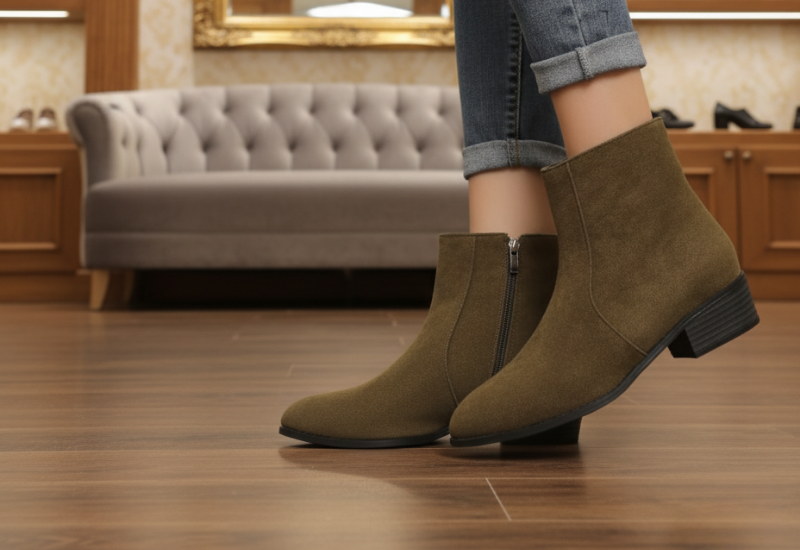 Suede Dr Martens Chunky Heel Short Women’s Boots