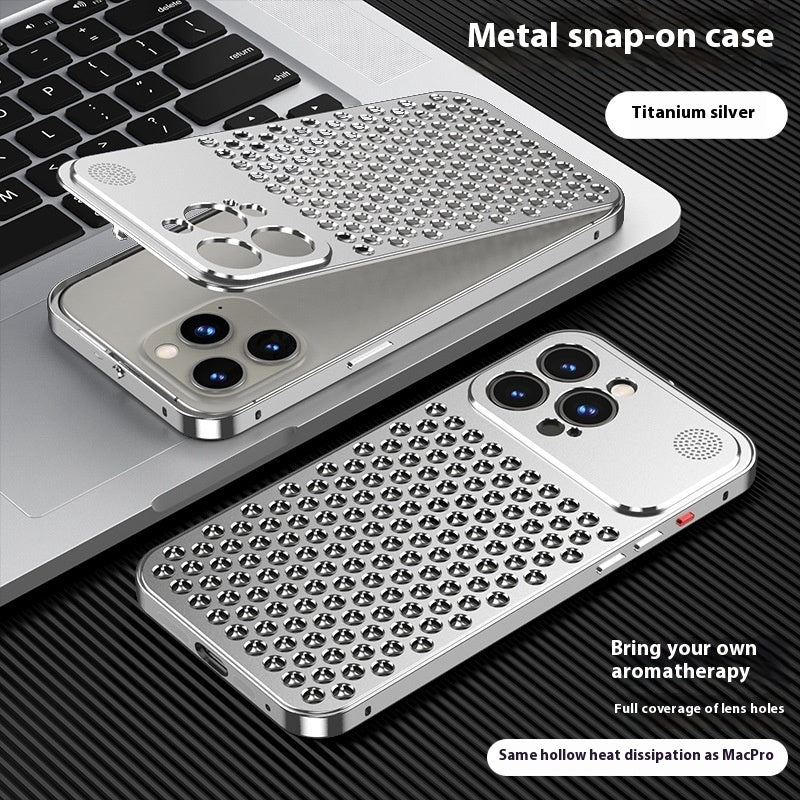 Applicable To Iphone15 Phone Case New Spring Fastener Aromatherapy Heat Dissipation Aluminum Alloy Case