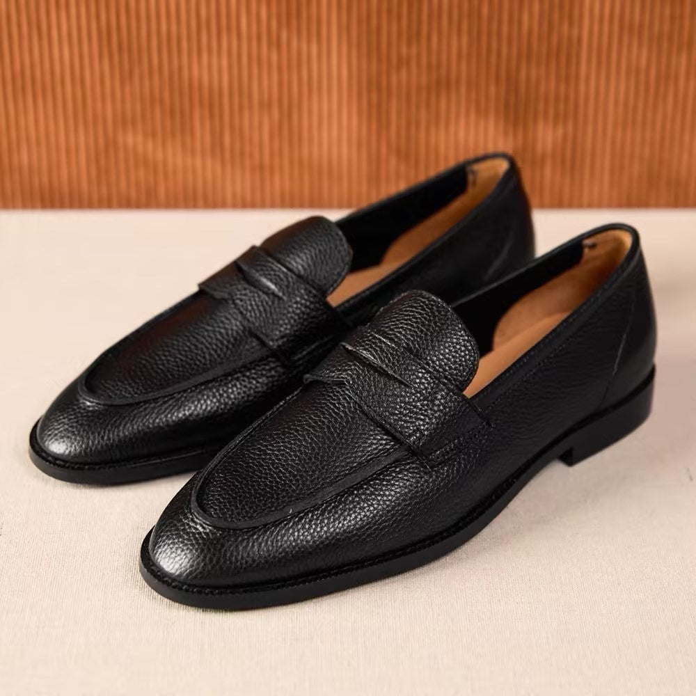 British Vintage Litchi Grain Cowhide Men’s Loafer