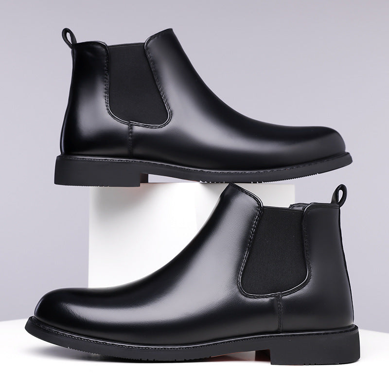 Men’s Retro PU Leather Chelsea Boots | Waterproof Slip-On Ankle Boot for Outdoor Wear
