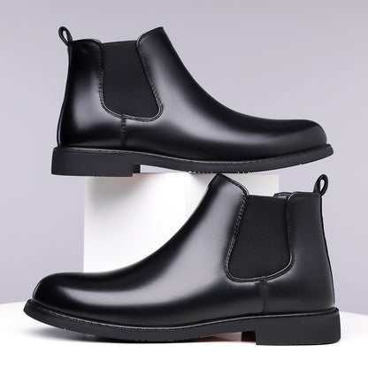 Men’s Retro PU Leather Chelsea Boots | Waterproof Slip-On Ankle Boot for Outdoor Wear