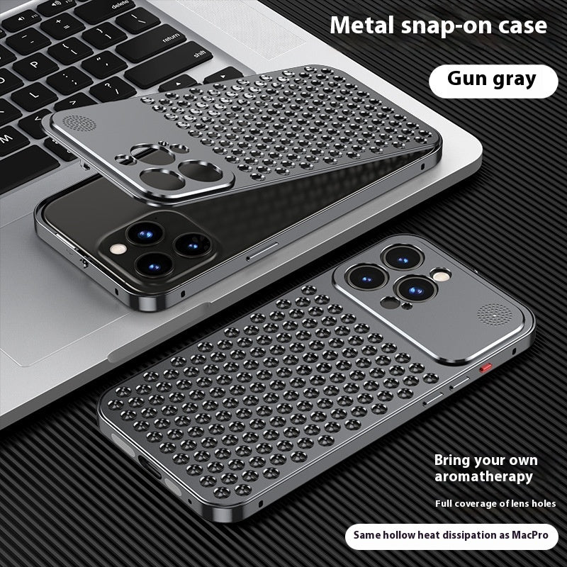 Applicable To Iphone15 Phone Case New Spring Fastener Aromatherapy Heat Dissipation Aluminum Alloy Case