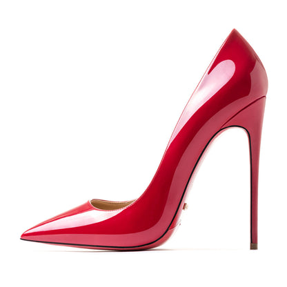 12cm high heels pointed toe stiletto shoes - Red / 34