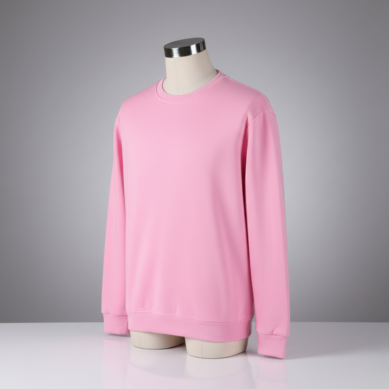 Men’s Fashionable Round Neck Long Sleeve Fleece Sweatshirt - Pink / S - 7