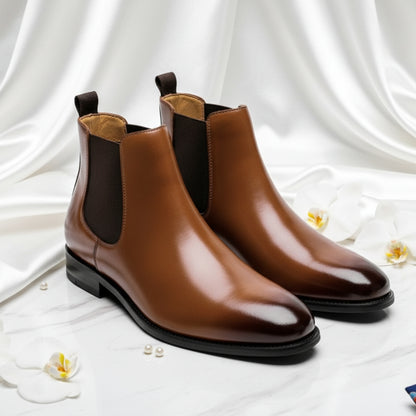 Men’s Leather Chelsea Boots | Classic Slip-On Ankle Dress Boot for Formal & Casual Wear - Brown · / 38