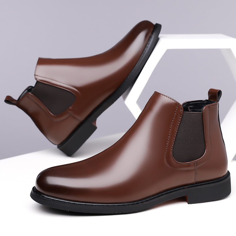 Men’s Retro PU Leather Chelsea Boots | Waterproof Slip-On Ankle Boot for Outdoor Wear