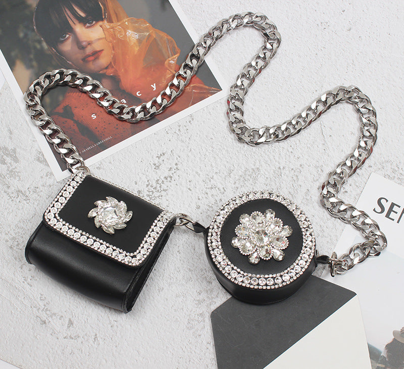 Mini Crossbody Bag With Sparkling Diamonds - Paternora