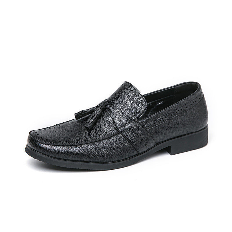 Men’s Loafer Tassel Slip-on Business Casual Round Toe Leather Shoes