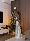 White Satin Backless Sleeveless Maxi Dress
