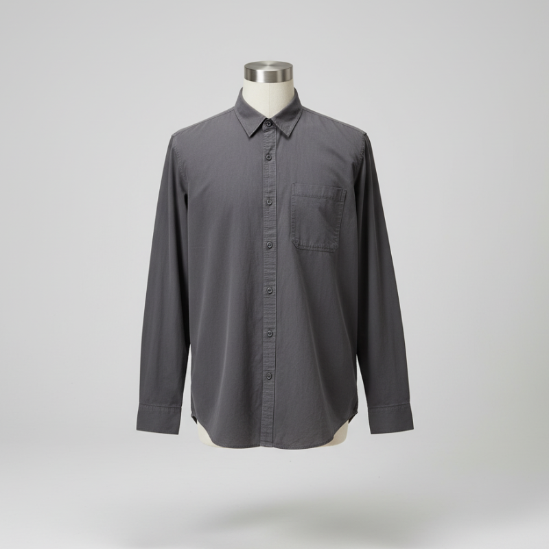 Men’s Long Sleeve Simple Korean Casual Loose Shirt - Gray / M