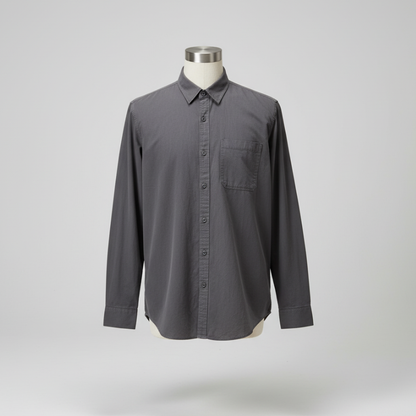 Men’s Long Sleeve Simple Korean Casual Loose Shirt - Gray / M