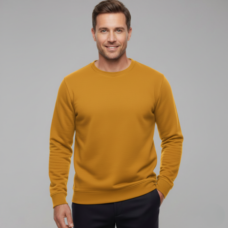 Men’s Fashionable Round Neck Long Sleeve Fleece Sweatshirt - 7