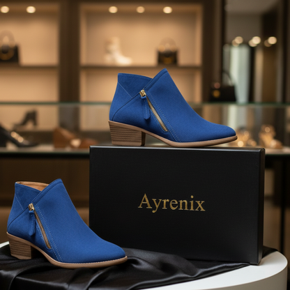 Women’s Suede pointed thick heel boots - Blue / 35