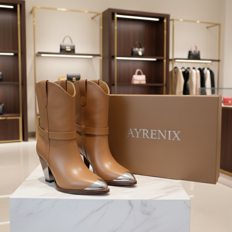 New High Heel Low Tube Pointed Toe Women’s Boots Personality - Light Brown / 35