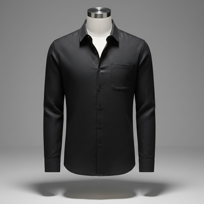 Linen Shirt Men’s Long Sleeve Loose Thin Casual - Black / S