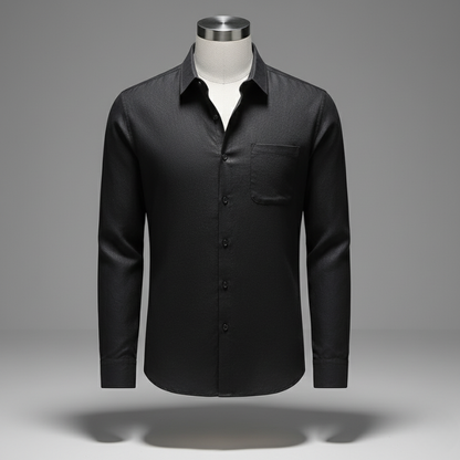 Linen Shirt Men’s Long Sleeve Loose Thin Casual - Black / S