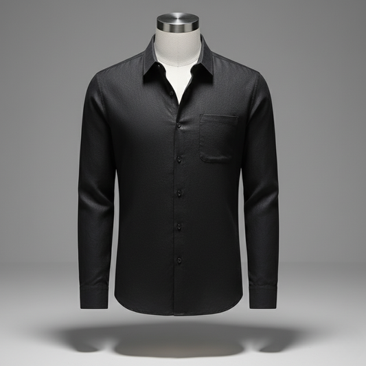 Linen Shirt Men’s Long Sleeve Loose Thin Casual - Black / S