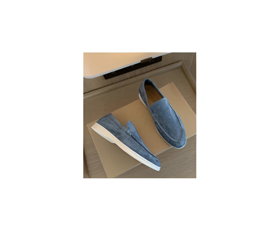 Men’s Loafers Summer Casual Frost Flat Shoes Slip-on Driving Shoes - Grayish blue / 38