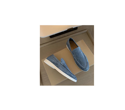 Men’s Loafers Summer Casual Frost Flat Shoes Slip-on Driving Shoes - Grayish blue / 38