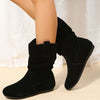 Large Size Flat Bottom Women Buskin Suede Stitching Women Round-toe Boots - Paternora