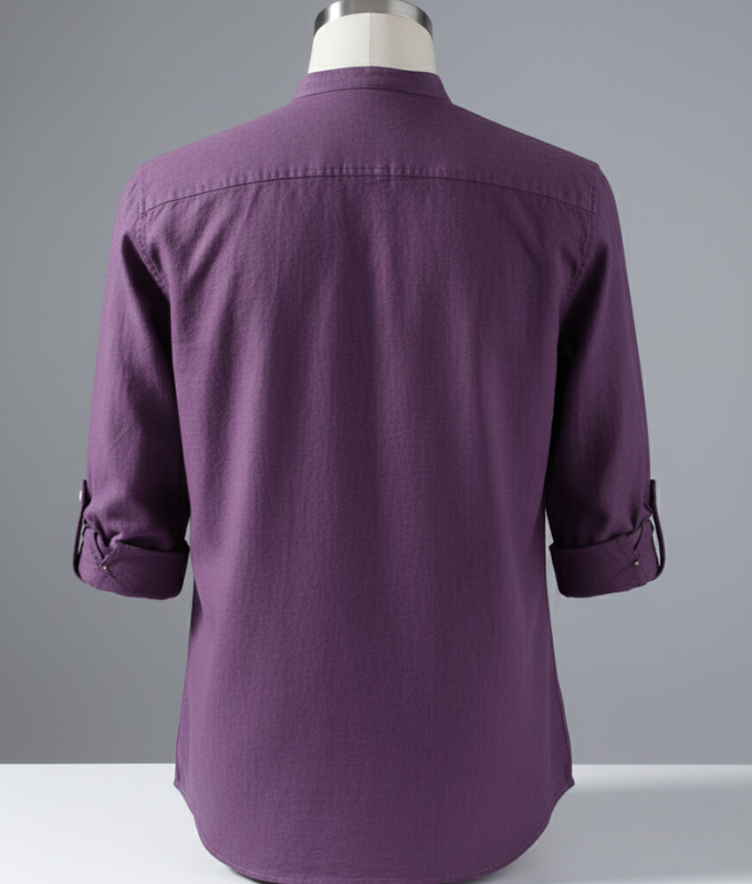 Enlision Men’s Linen Solid Henley Shirts Casual Long Sleeve Summer Mao Classic Beach Shirt - Purple / 2XL