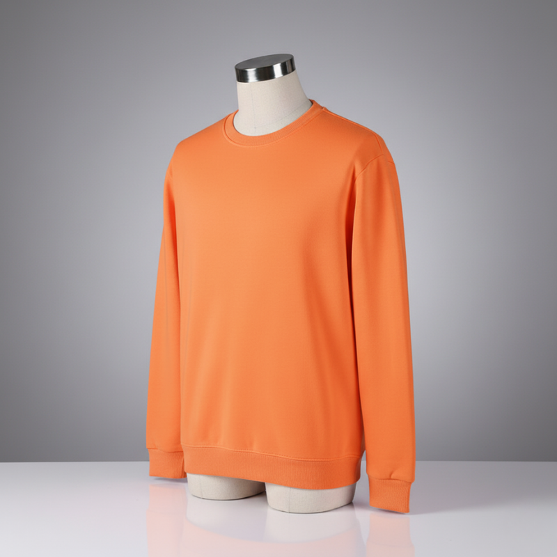 Men’s Fashionable Round Neck Long Sleeve Fleece Sweatshirt - Orange / S - 7