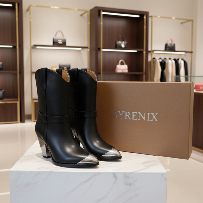 New High Heel Low Tube Pointed Toe Women’s Boots Personality - Black / 35