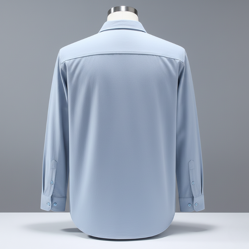 Men’s Cotton Twill Overshirt - Minimalist Workshirt Jacket Long Sleeve Button Down - Fog Blue / M