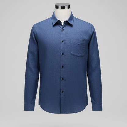 Linen Shirt Men’s Long Sleeve Loose Thin Casual - Light Sapphire Blue / S