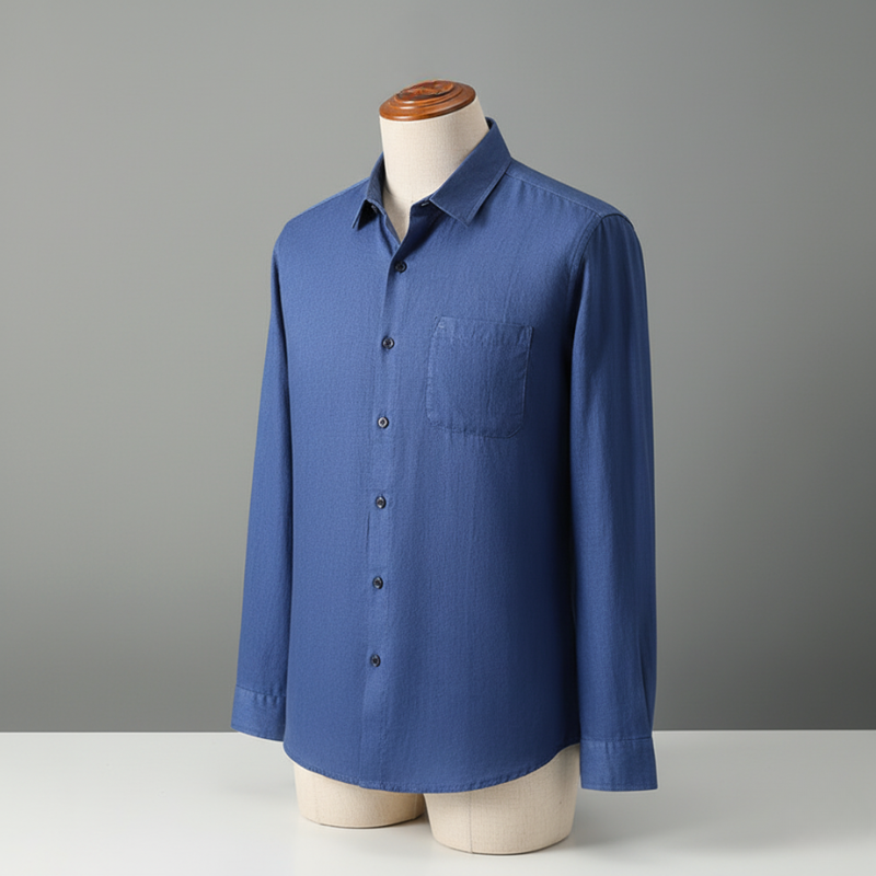 Linen Long Sleeve Loose Sun Protection Linen Shirt - Light Sapphire Blue / S