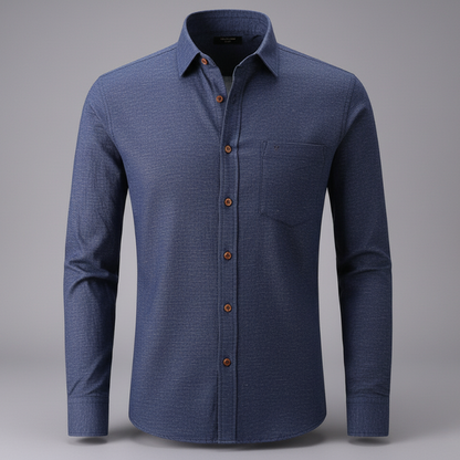 Men’s Slim Fit Linen Cotton Shirt | Lightweight Casual Button-Down for Summer - Navy Blue / S
