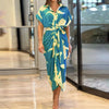 Elegant Printed High-Waist Blouse Dress - Paternora
