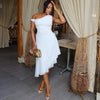 Solid Off-Shoulder Irregular Dress - Paternora