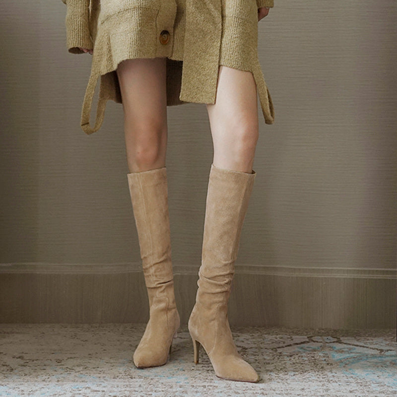 Women’s Pointed Toe Stiletto Boots - Camel Single Mile / 34