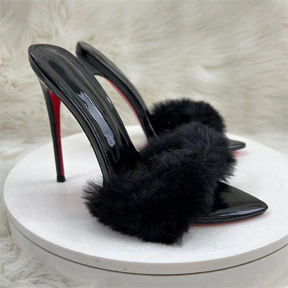 New 12cm Pointed Toe Stiletto Open Toe Pointed High Heels - Black 12CM / 33