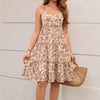Women Floral Pleated Lace Up Dress - Paternora