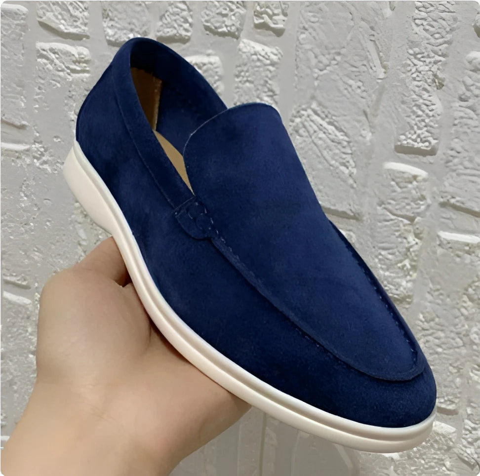 Men’s Loafers Summer Casual Frost Flat Shoes Slip-on Driving Shoes - Dark Blue / 38