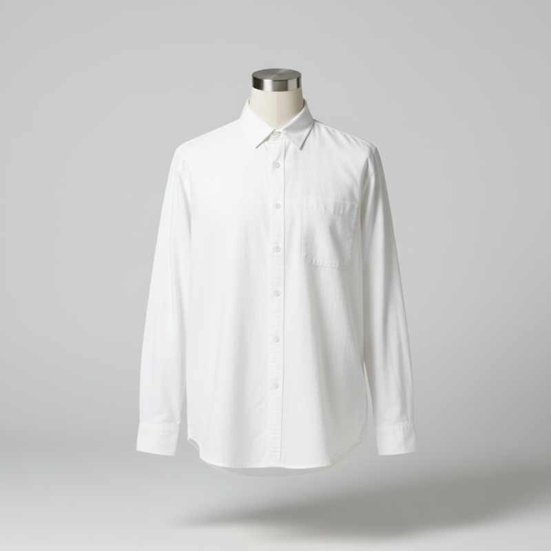 Men’s Long Sleeve Simple Korean Casual Loose Shirt - White / M