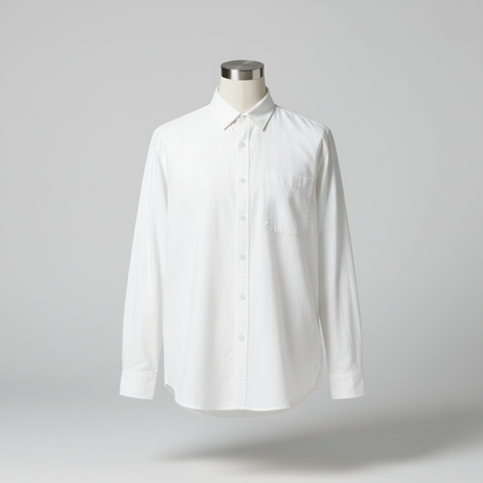 Men’s Long Sleeve Simple Korean Casual Loose Shirt - White / M