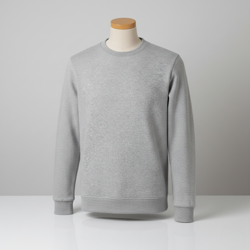 Men’s Fashionable Round Neck Long Sleeve Fleece Sweatshirt - Grey / S - 7