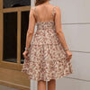 Women Floral Pleated Lace Up Dress - Paternora