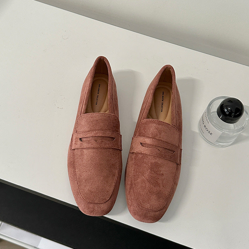Flat Shoes Matte Fashion Comfortable And Non-slip One Pedal Loafer - Soft Pink / 35