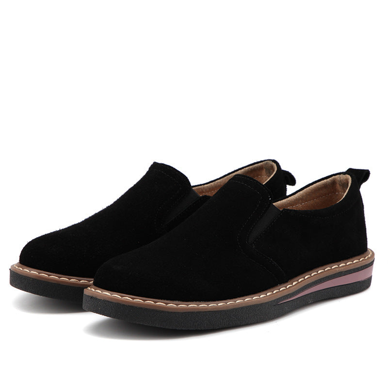 British Style Leather Shoes Women’s Flat Bottom Pumps One Pedal Loafer