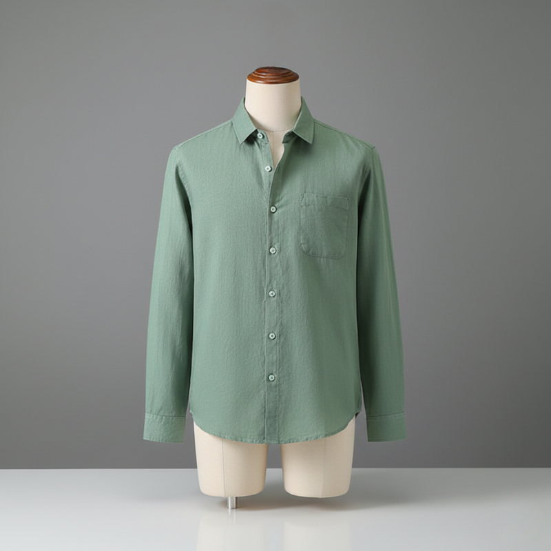 Linen Long Sleeve Loose Sun Protection Linen Shirt - Green / S