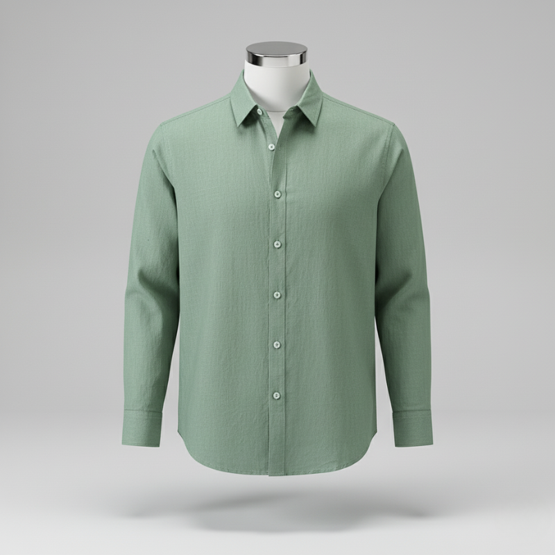 Linen Shirt Men’s Long Sleeve Loose Thin Casual - Green / S