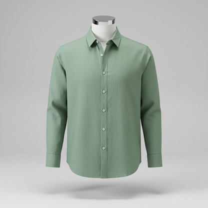 Linen Shirt Men’s Long Sleeve Loose Thin Casual - Green / S