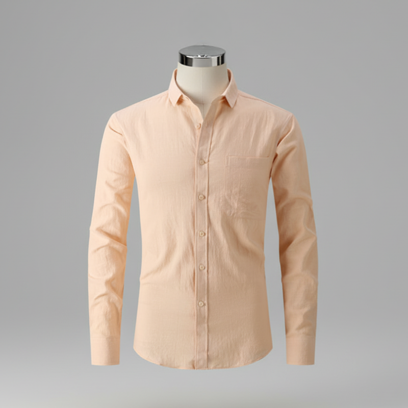 Men’s Slim Fit Linen Cotton Shirt | Lightweight Casual Button-Down for Summer - Khaki / S