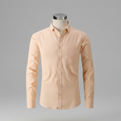 Men’s Slim Fit Linen Cotton Shirt | Lightweight Casual Button-Down for Summer - Khaki / S