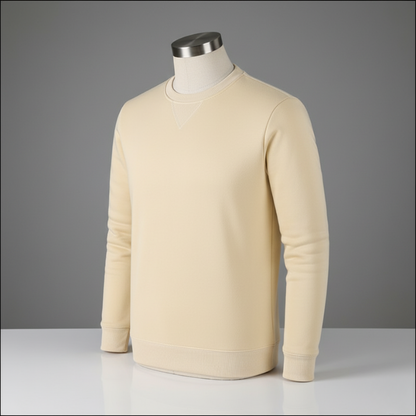 Men’s Fashionable Round Neck Long Sleeve Fleece Sweatshirt - Khaki / S - 7