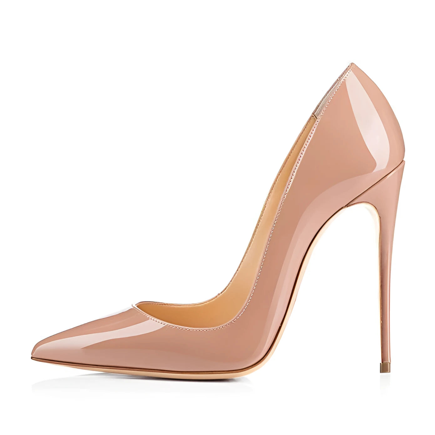 Fashion Temperament Round Toe Shallow Mouth Stiletto Heel Women’s Single Shoes - Apricot / 35